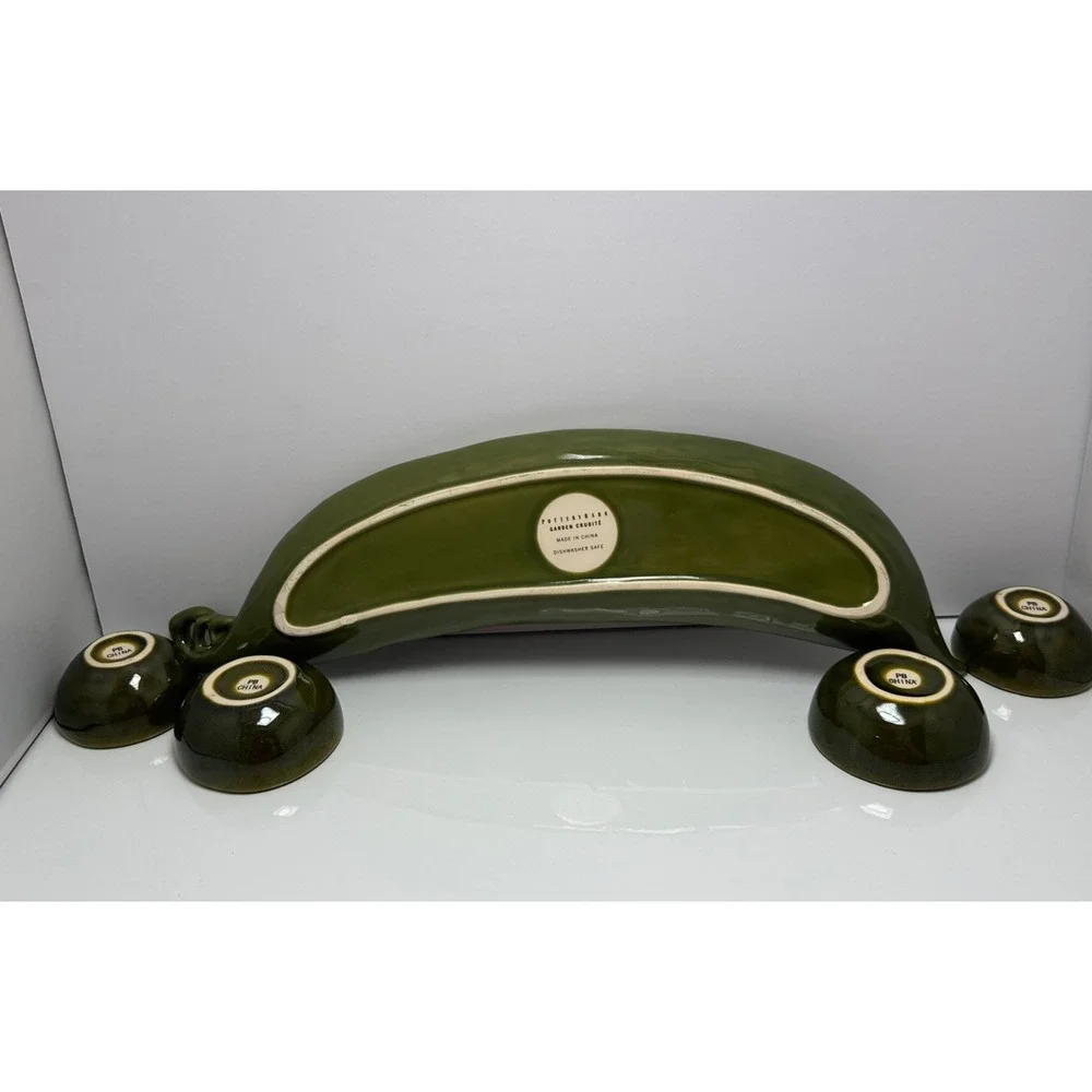 Pottery Barn‎ Garden Crudité  5 Piece Pea Pod Serving Set  19